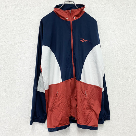 90s　Reebok　リーボック　トラックジャケット/ジャージ　ハの字ポケット　ヴィンテージ　紺　ネイビー