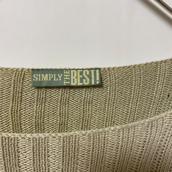 SIMPLYTHEBEST!　長袖デザインニット　セーター　アメリカ国旗　星条旗　ベージュ　秋冬服　古着