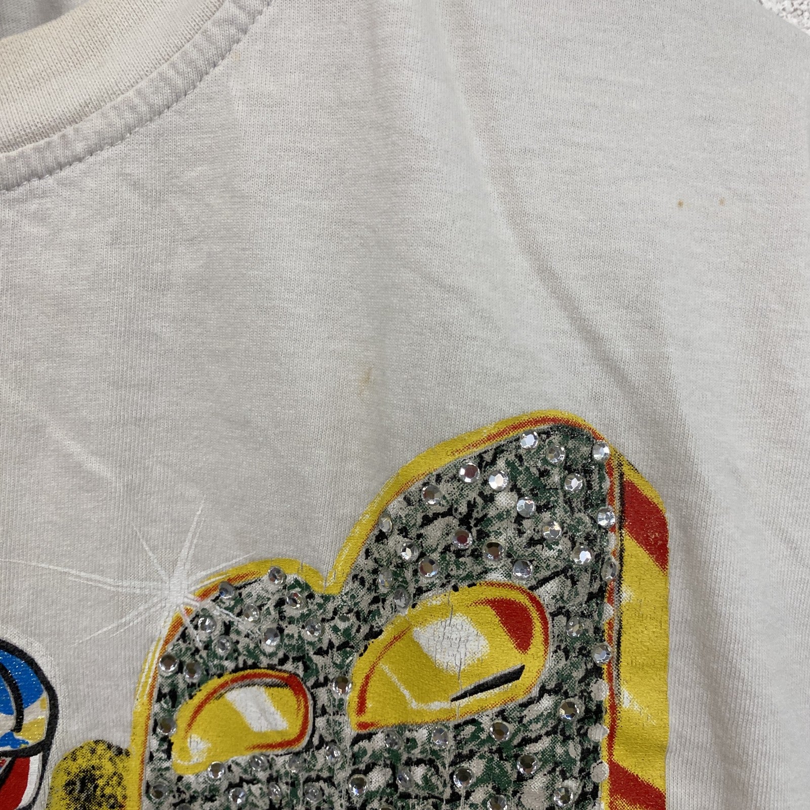 TIME MONEY　B-BOYZ　半袖プリントTシャツ　ラインストーン　白　ホワイト　XLサイズ　古着