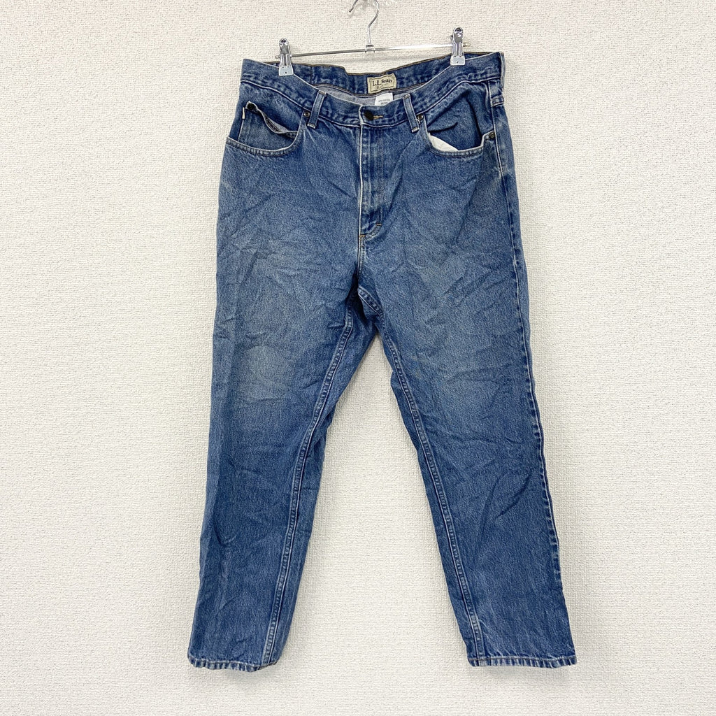 L.L.Bean　エルエルビーン　デニムパンツ/ジーンズ　ジップフライ　革パッチ　インディゴ　W36サイズ　古着