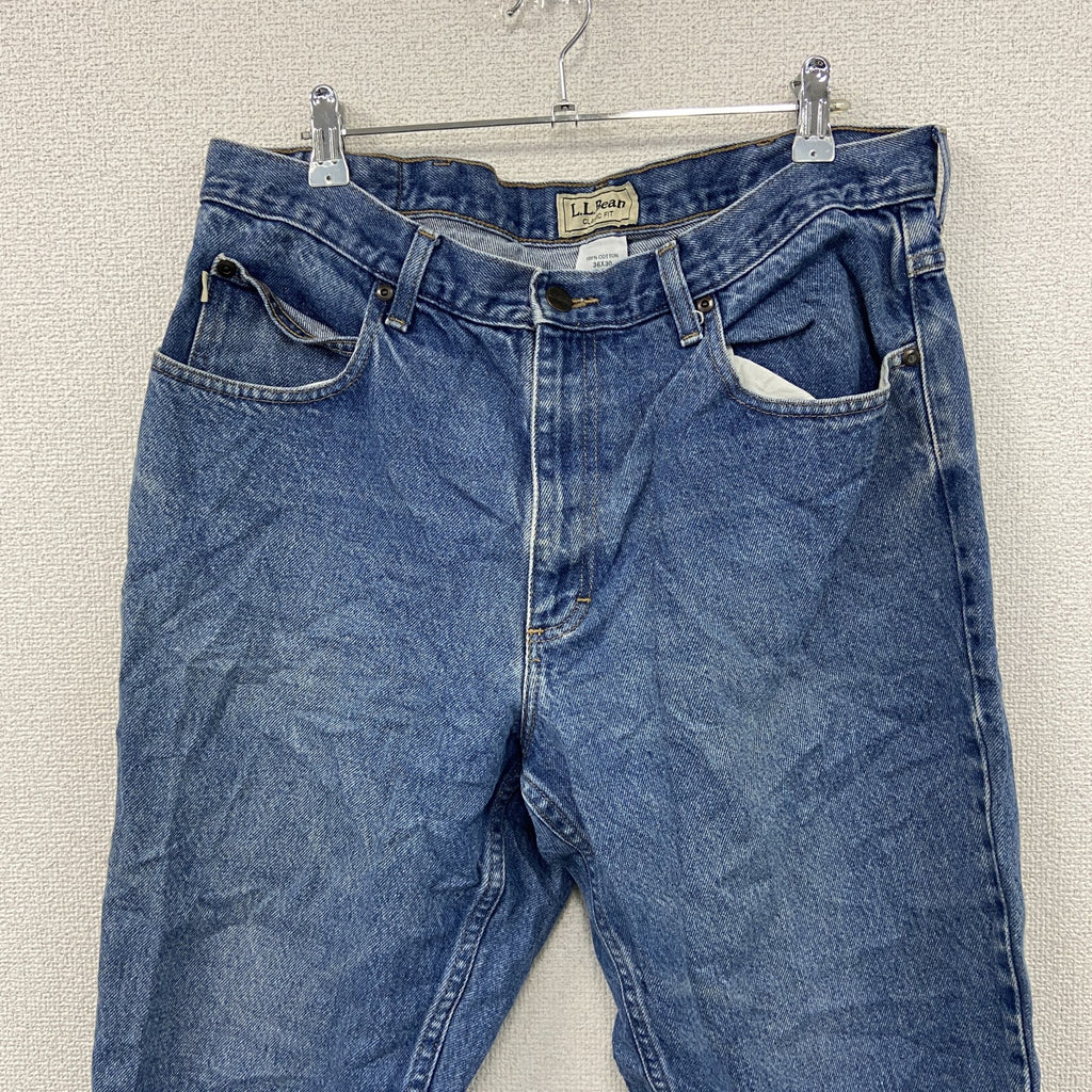 L.L.Bean　エルエルビーン　デニムパンツ/ジーンズ　ジップフライ　革パッチ　インディゴ　W36サイズ　古着