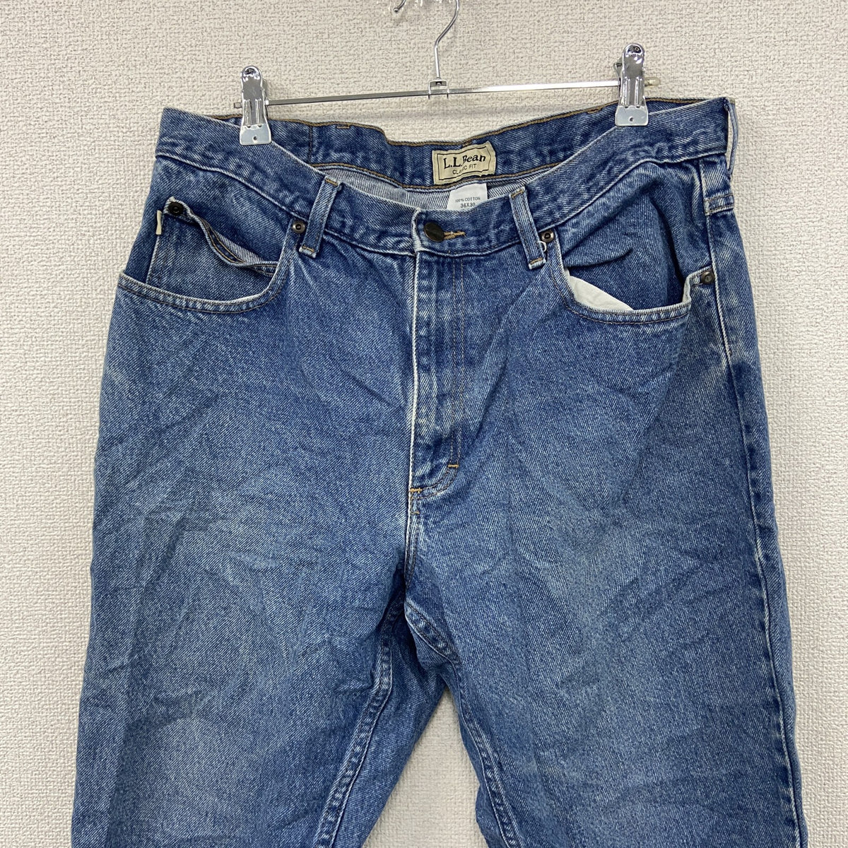 L.L.Bean　エルエルビーン　デニムパンツ/ジーンズ　ジップフライ　革パッチ　インディゴ　W36サイズ　古着