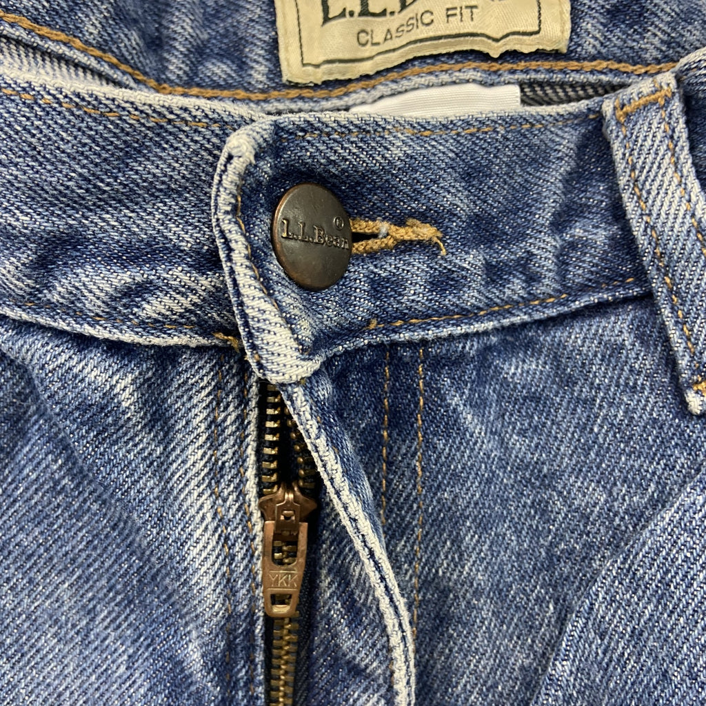 L.L.Bean　エルエルビーン　デニムパンツ/ジーンズ　ジップフライ　革パッチ　インディゴ　W36サイズ　古着