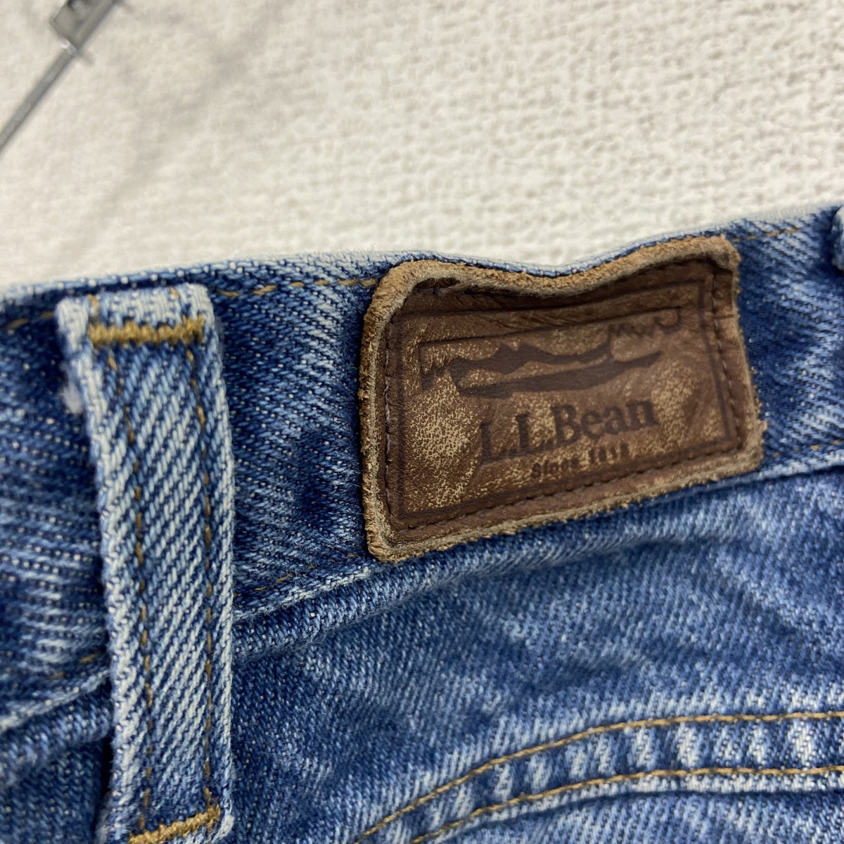 L.L.Bean　エルエルビーン　デニムパンツ/ジーンズ　ジップフライ　革パッチ　インディゴ　W36サイズ　古着