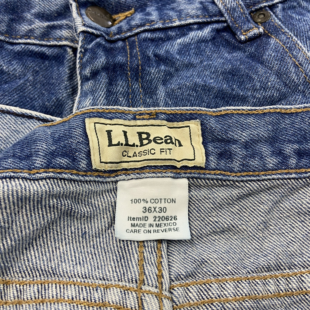 L.L.Bean　エルエルビーン　デニムパンツ/ジーンズ　ジップフライ　革パッチ　インディゴ　W36サイズ　古着