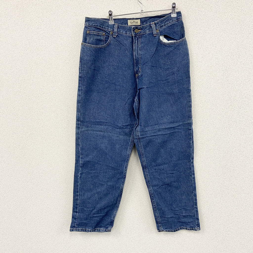 L.L.Bean　エルエルビーン　デニムパンツ/ジーンズ　ジップフライ　革パッチ　インディゴ　14PETサイズ　古着