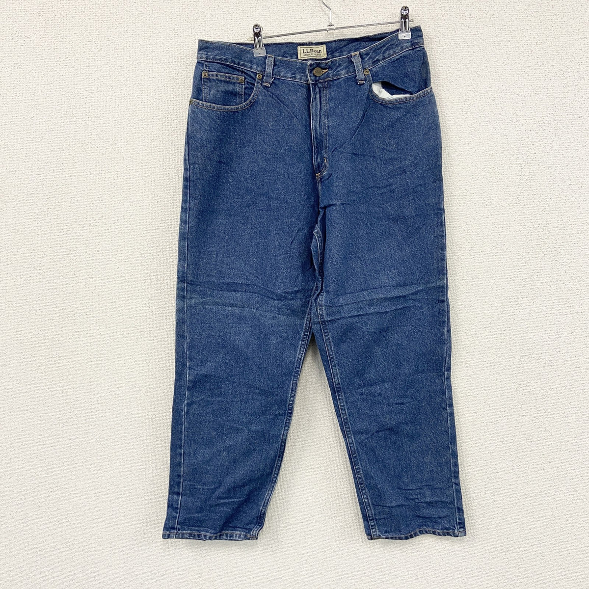 L.L.Bean　エルエルビーン　デニムパンツ/ジーンズ　ジップフライ　革パッチ　インディゴ　14PETサイズ　古着