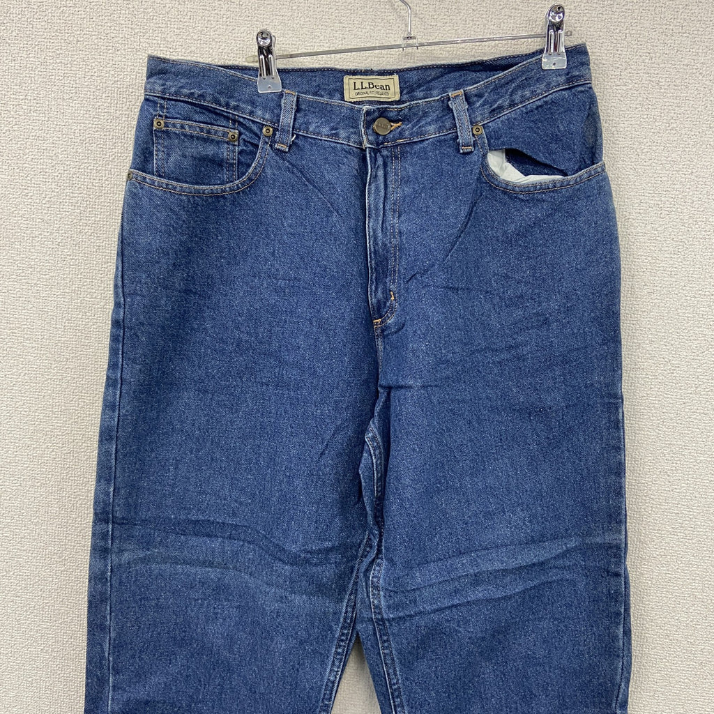 L.L.Bean　エルエルビーン　デニムパンツ/ジーンズ　ジップフライ　革パッチ　インディゴ　14PETサイズ　古着