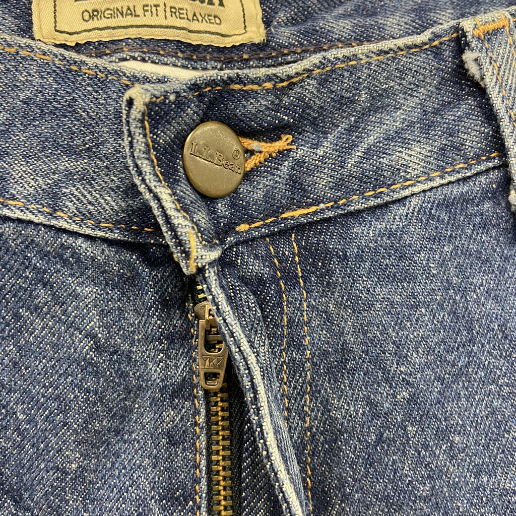 L.L.Bean　エルエルビーン　デニムパンツ/ジーンズ　ジップフライ　革パッチ　インディゴ　14PETサイズ　古着