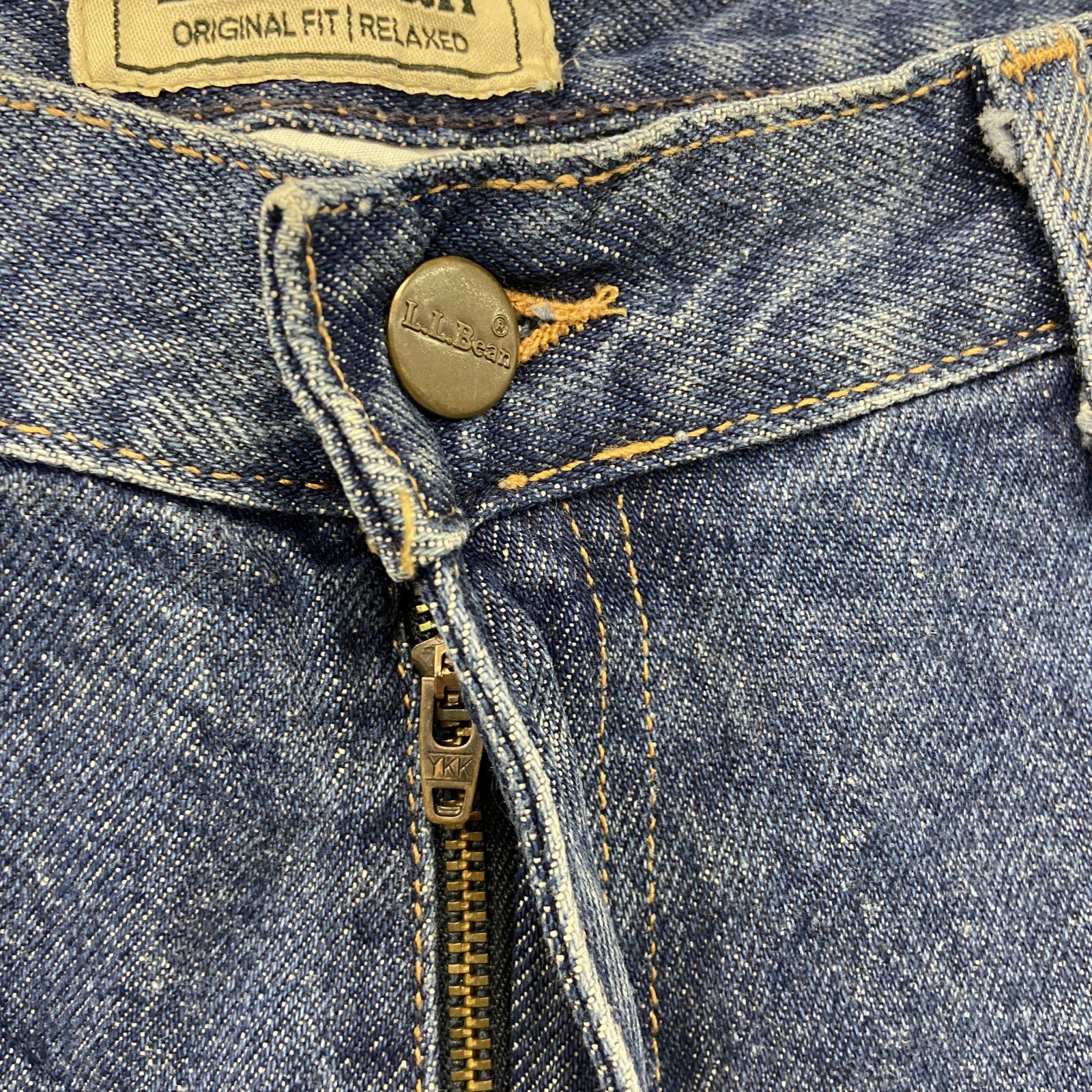 L.L.Bean　エルエルビーン　デニムパンツ/ジーンズ　ジップフライ　革パッチ　インディゴ　14PETサイズ　古着
