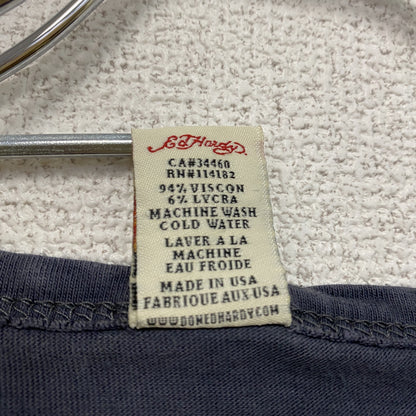 Ed Hardy　エドハーディー　半袖プリントTシャツ　ラメT　スパンコール　紺　ネイビー　Lサイズ