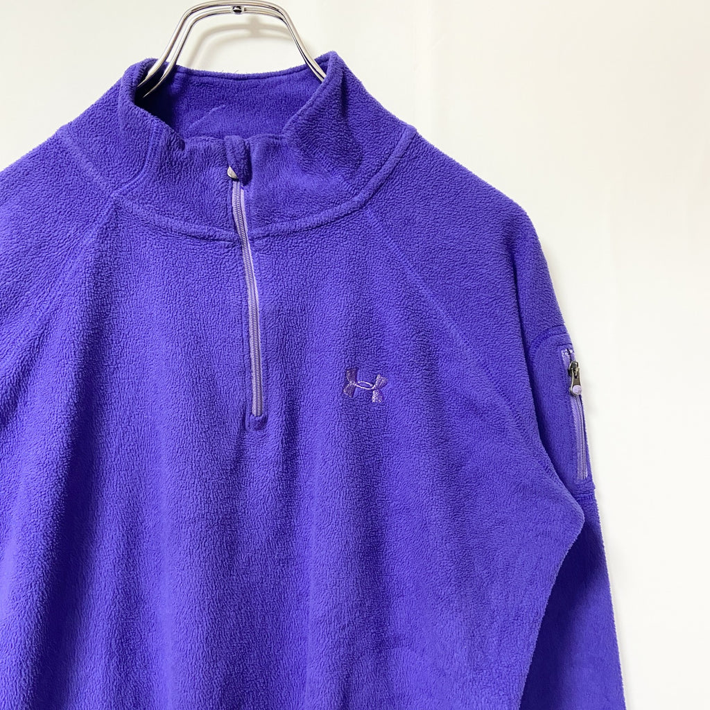 UNDER ARMOUR アンダーアーマー　長袖ハーフジップフリースジャケット　紫　パープル　ロゴ刺繍 ハイネック　Mサイズ　古着
