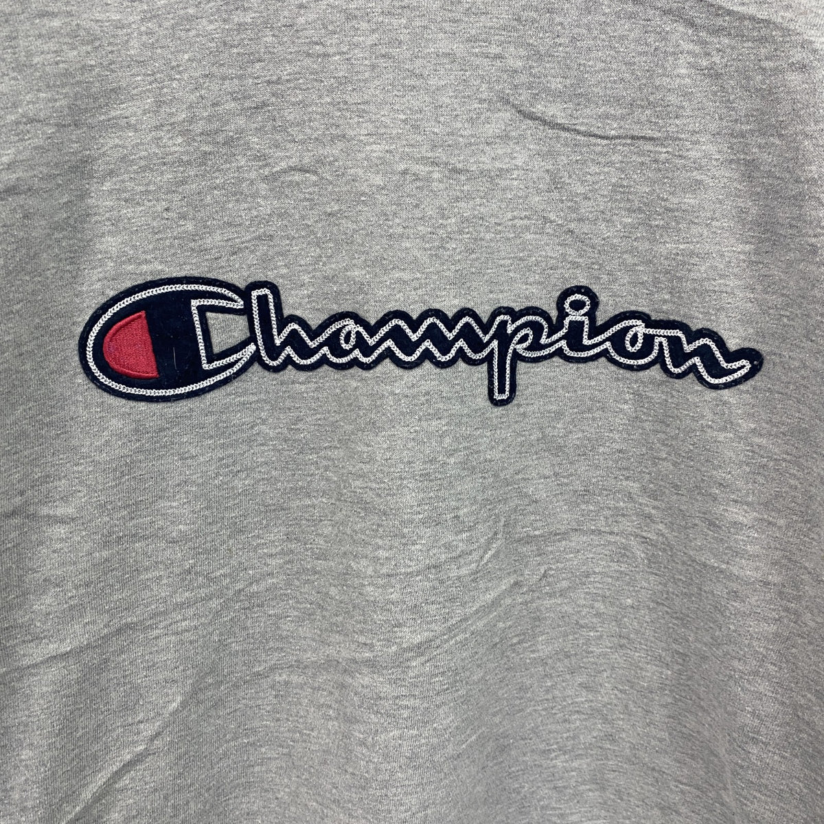 champion　チャンピオン　スウェット/トレーナー　ワッペン　クルーネック　現行　灰色　グレー　Sサイズ　古着