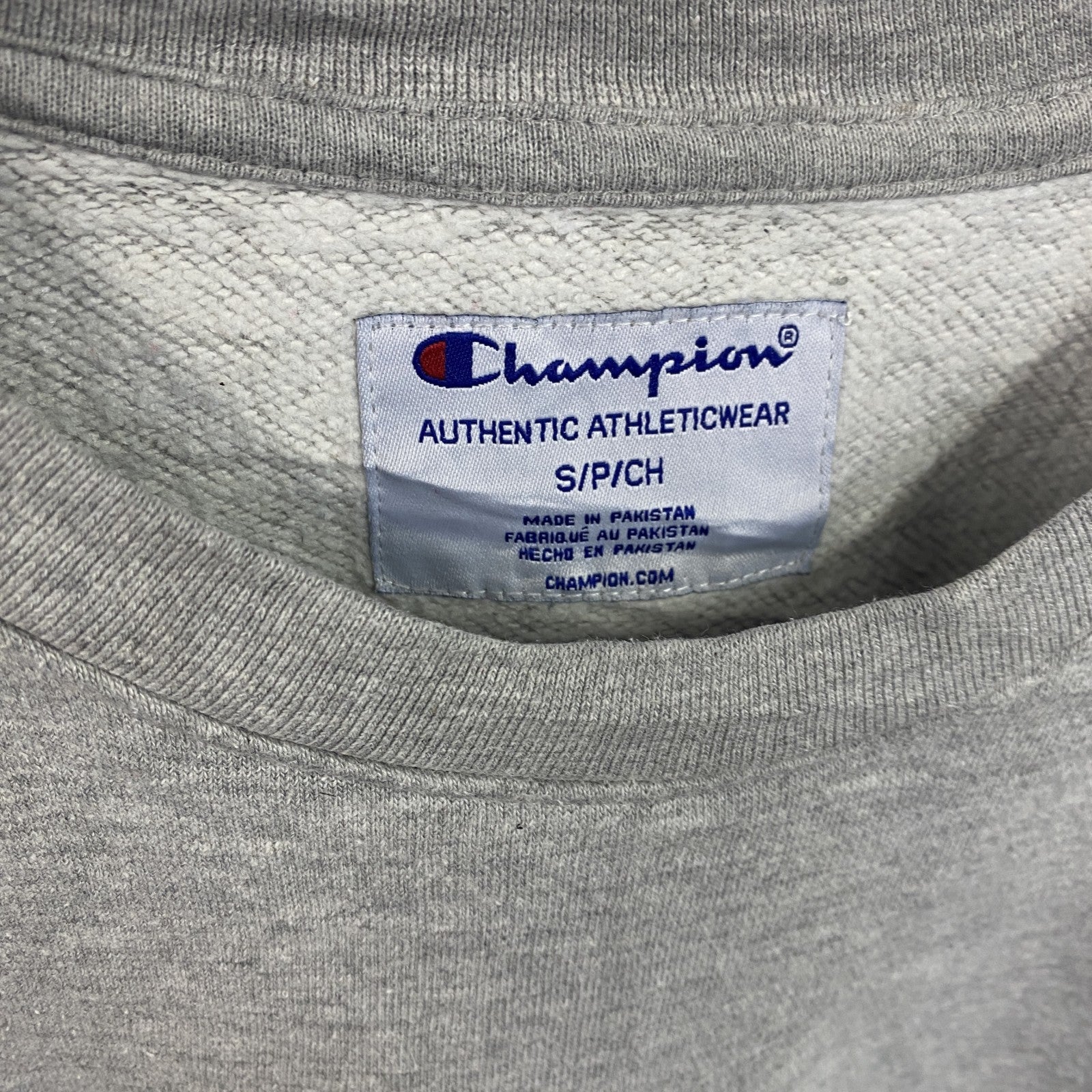 champion　チャンピオン　スウェット/トレーナー　ワッペン　クルーネック　現行　灰色　グレー　Sサイズ　古着