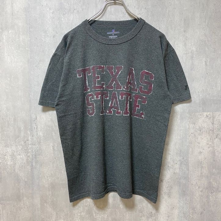 RUSSELL ラッセル　TEXAS STATE　半袖カレッジプリントTシャツ　グレー　灰色　大学　Sサイズ　古着