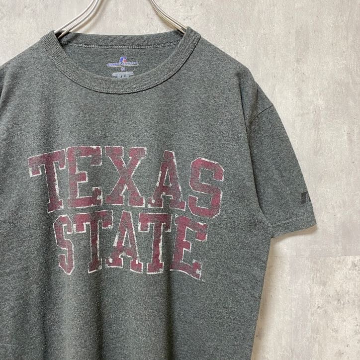 RUSSELL ラッセル　TEXAS STATE　半袖カレッジプリントTシャツ　グレー　灰色　大学　Sサイズ　古着
