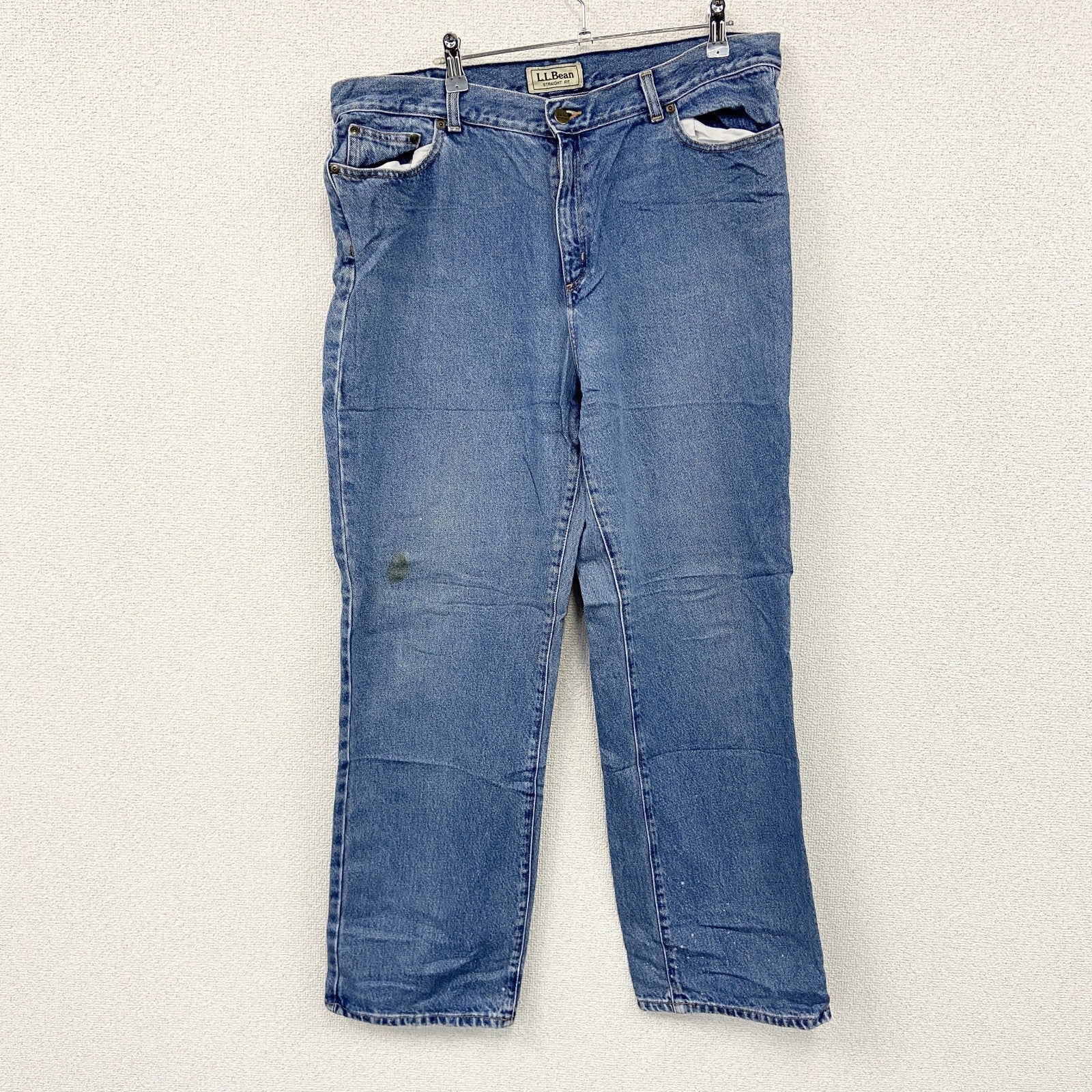 L.L.Bean　エルエルビーン　デニムパンツ/ジーンズ　ジップフライ　革パッチ　インディゴ　18サイズ　古着