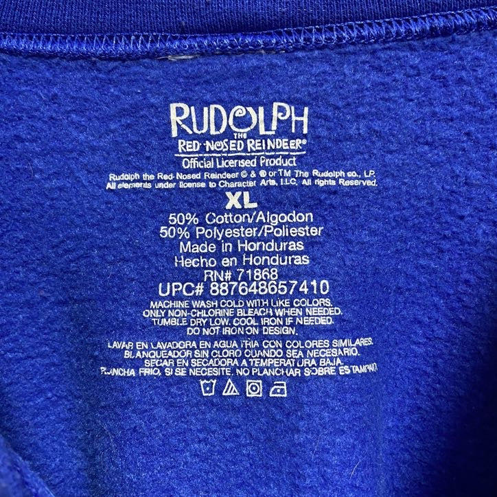 RUDOLPH　長袖プリントスウェット　トレーナー　雪男　クリスマス　青　ブルー　秋冬服　ビッグシルエット　XLサイズ　古着