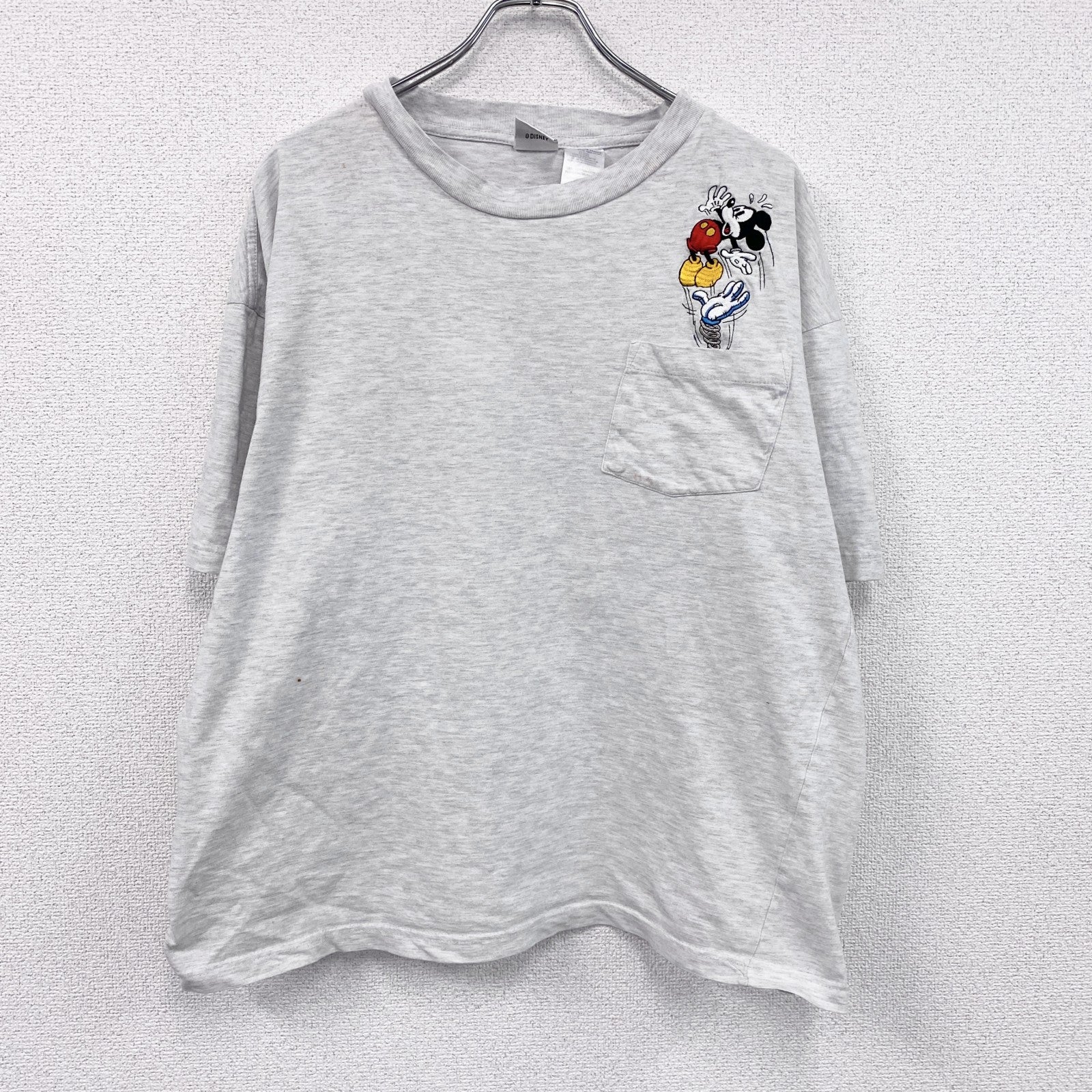 ～00s　Disney　ディズニー　Mickey　ミッキー　半袖Tシャツ　キャラクターT　霜降りグレー　XLサイズ　古着