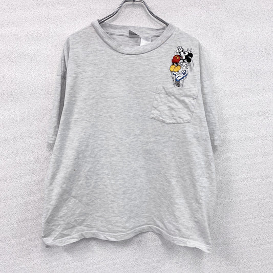 ～00s　Disney　ディズニー　Mickey　ミッキー　半袖Tシャツ　キャラクターT　霜降りグレー　XLサイズ