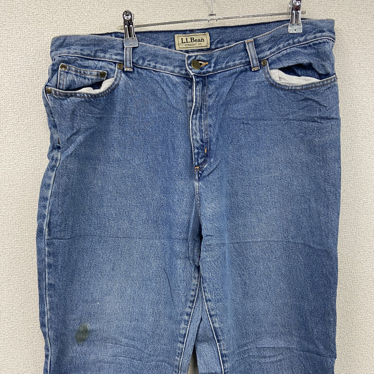 L.L.Bean　エルエルビーン　デニムパンツ/ジーンズ　ジップフライ　革パッチ　インディゴ　18サイズ　古着