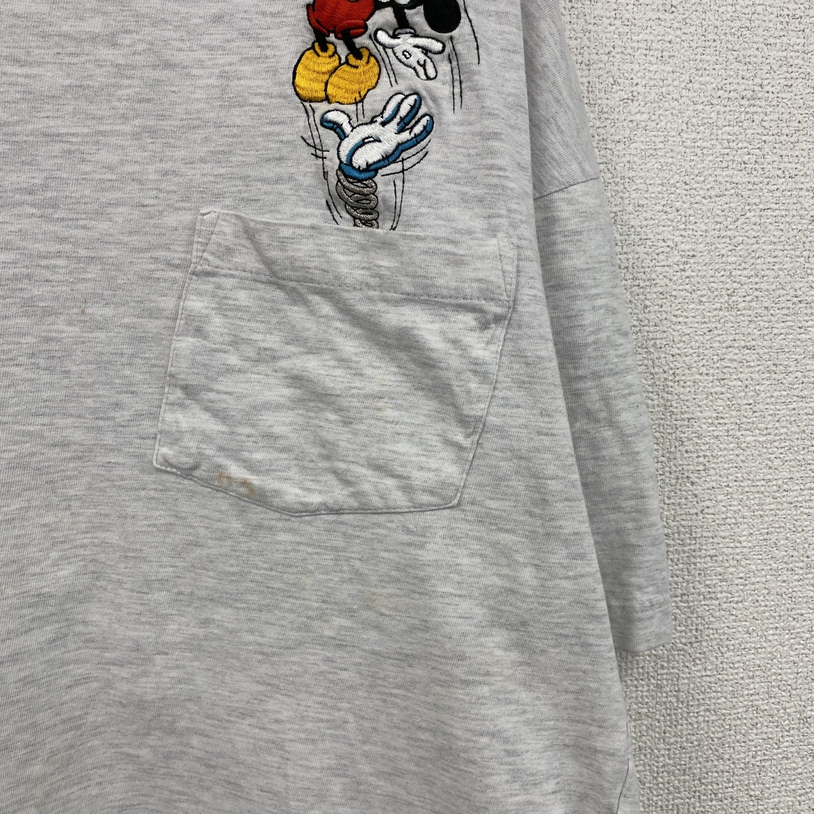 ～00s　Disney　ディズニー　Mickey　ミッキー　半袖Tシャツ　キャラクターT　霜降りグレー　XLサイズ　古着