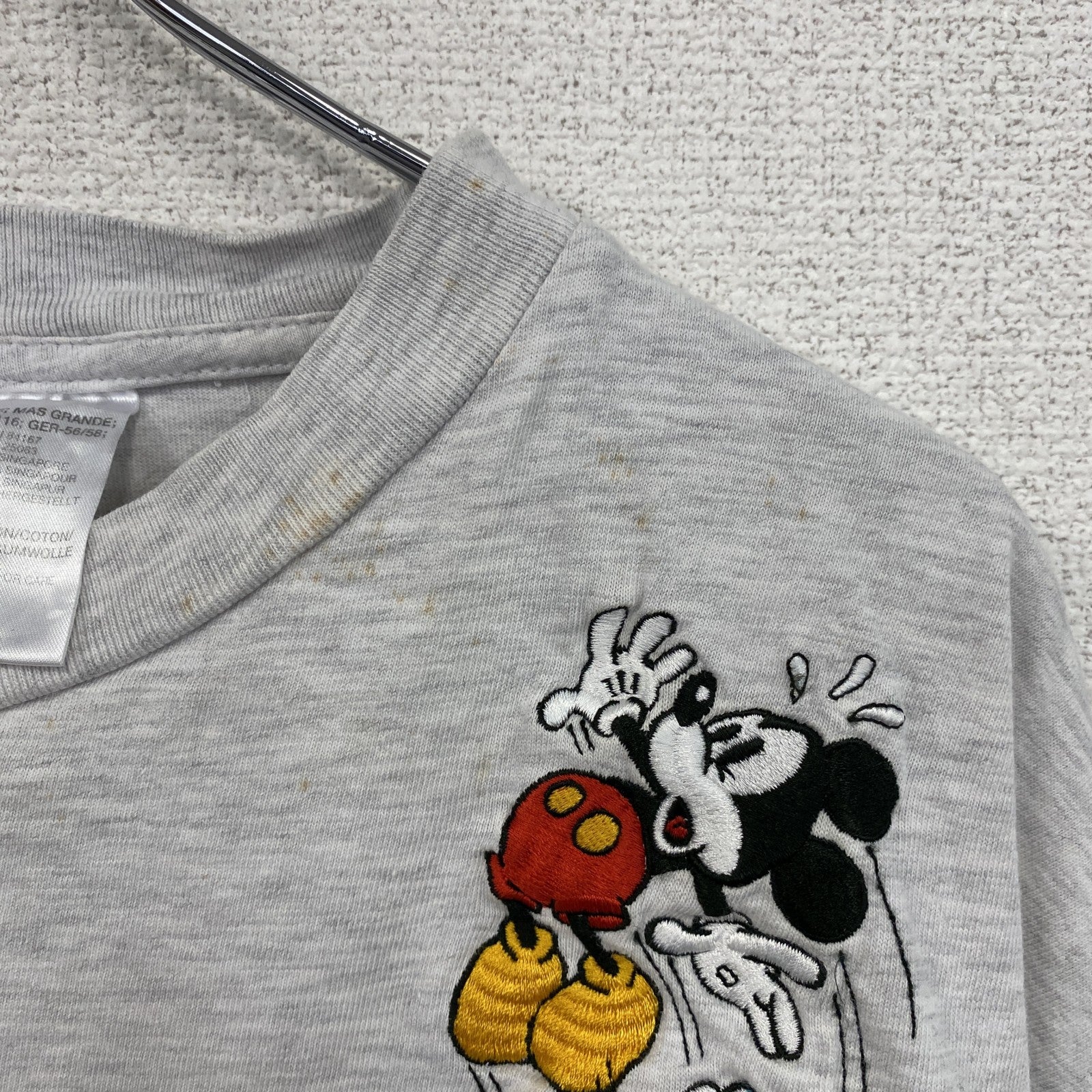 ～00s　Disney　ディズニー　Mickey　ミッキー　半袖Tシャツ　キャラクターT　霜降りグレー　XLサイズ　古着