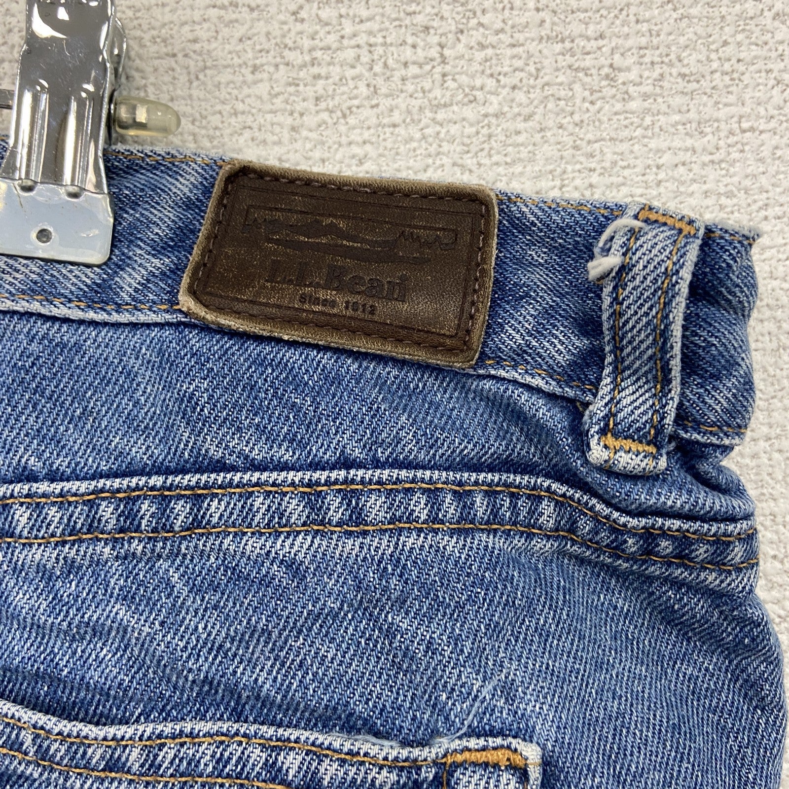 L.L.Bean　エルエルビーン　デニムパンツ/ジーンズ　ジップフライ　革パッチ　インディゴ　18サイズ　古着