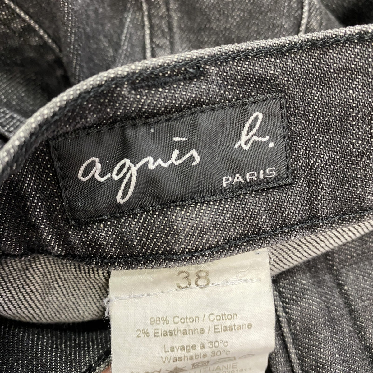 agnes b.　アニエスベー　デニムパンツジーンズ　ジップフライ　サンライズ期　黒　ブラック　38サイズ　古着