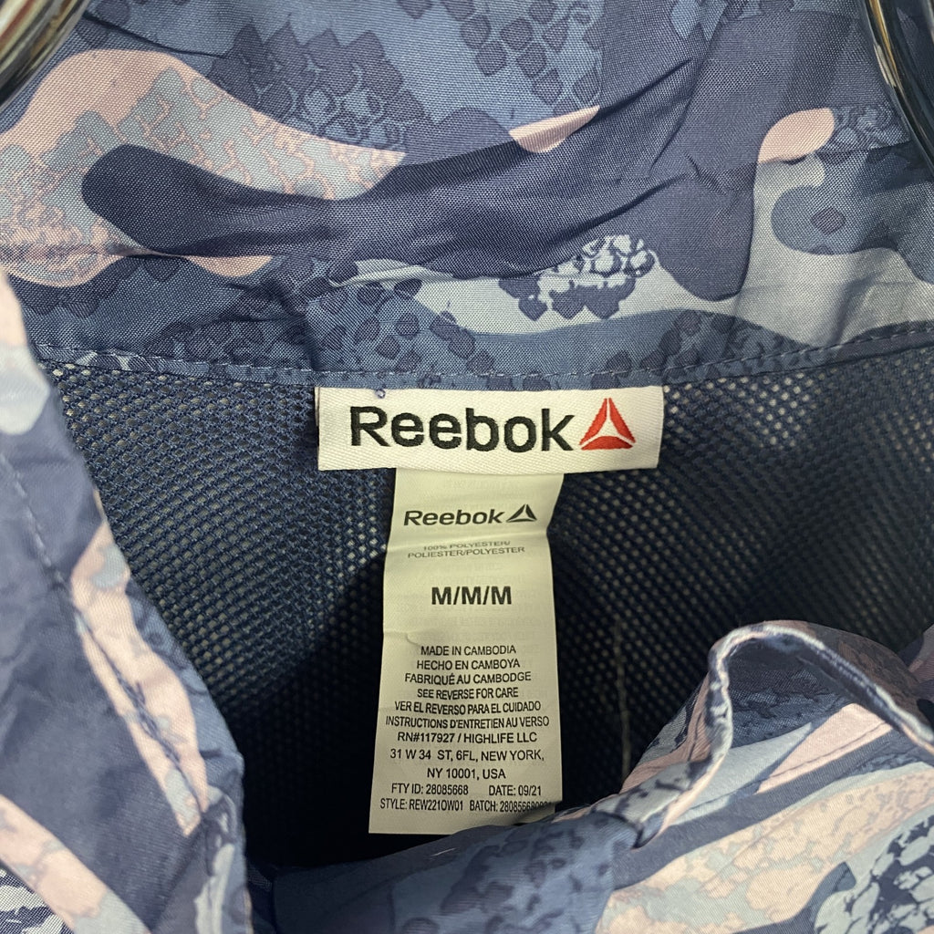 Reebok　リーボック　プルオーバージャケット　ハーフジップ　ワンポイント　カモ　ネイビー　紺　Mサイズ　古着