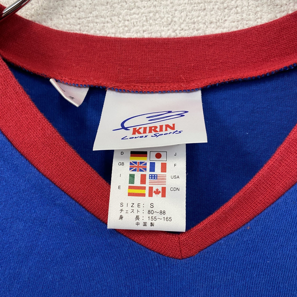 00s　adidas　アディダス　KIRIN　2004　日本代表　ユニフォーム　半袖Tシャツ　パフォーマンスロゴ　ヴィンテージ　青　ブルー　Sサイズ　古着