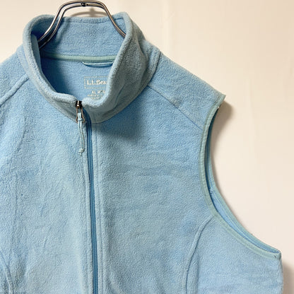 古着 used　L.L.Bean　エルエルビーン　ハイネックフルジップフリースベスト　ワンポイントロゴ刺繡　ブルー　XLサイズ