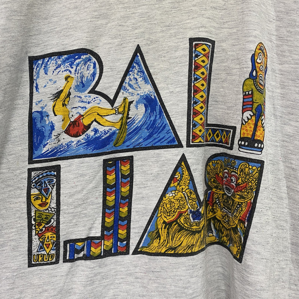 ～00s　BALI　タンクトップ/ノースリーブ　ヴィンテージ　スーベニアプリント　灰色　グレー　2XLサイズ　古着