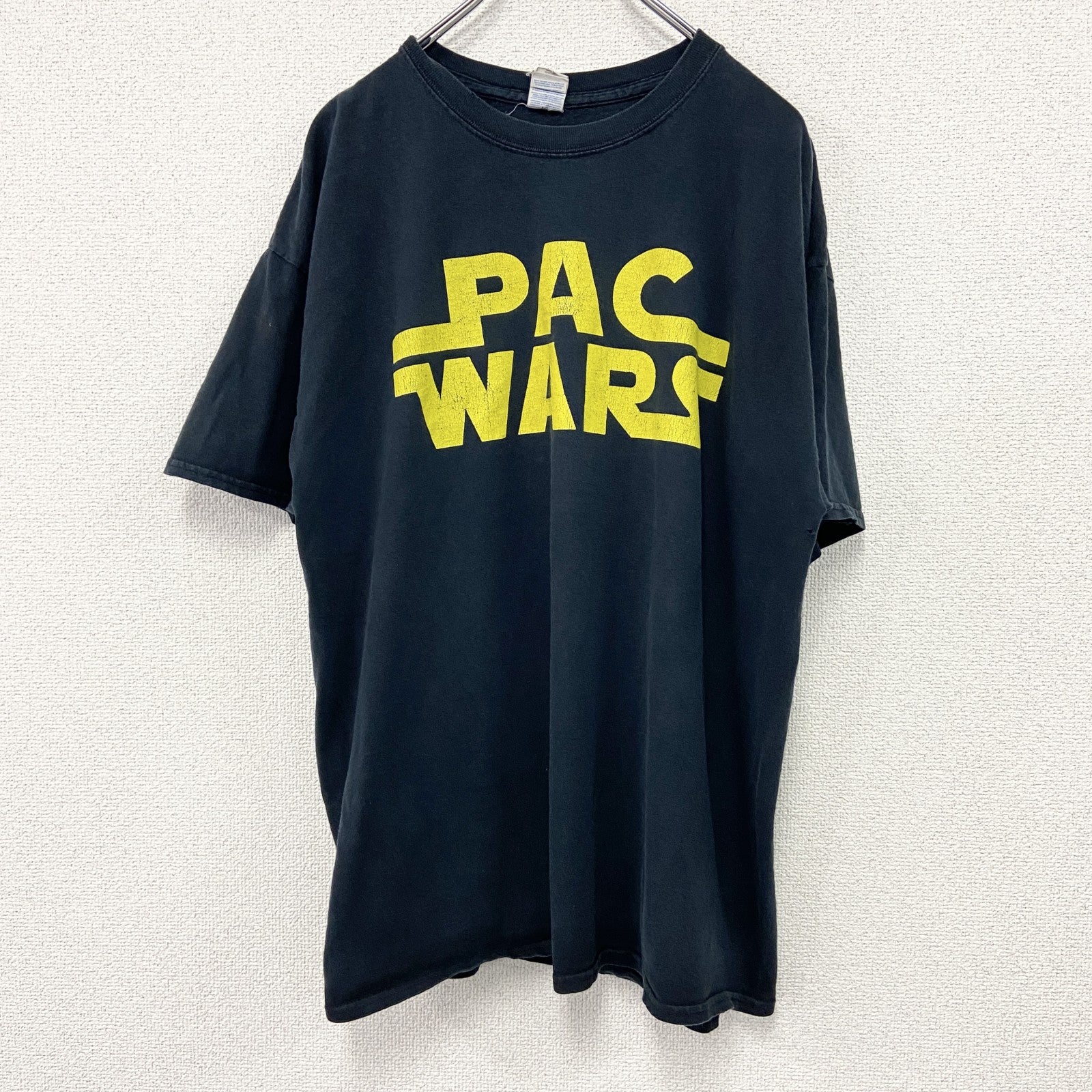 GILDAN　ギルダン　半袖プリントTシャツ　パロディT　PAC WARS　黒　ブラック　XLサイズ　古着