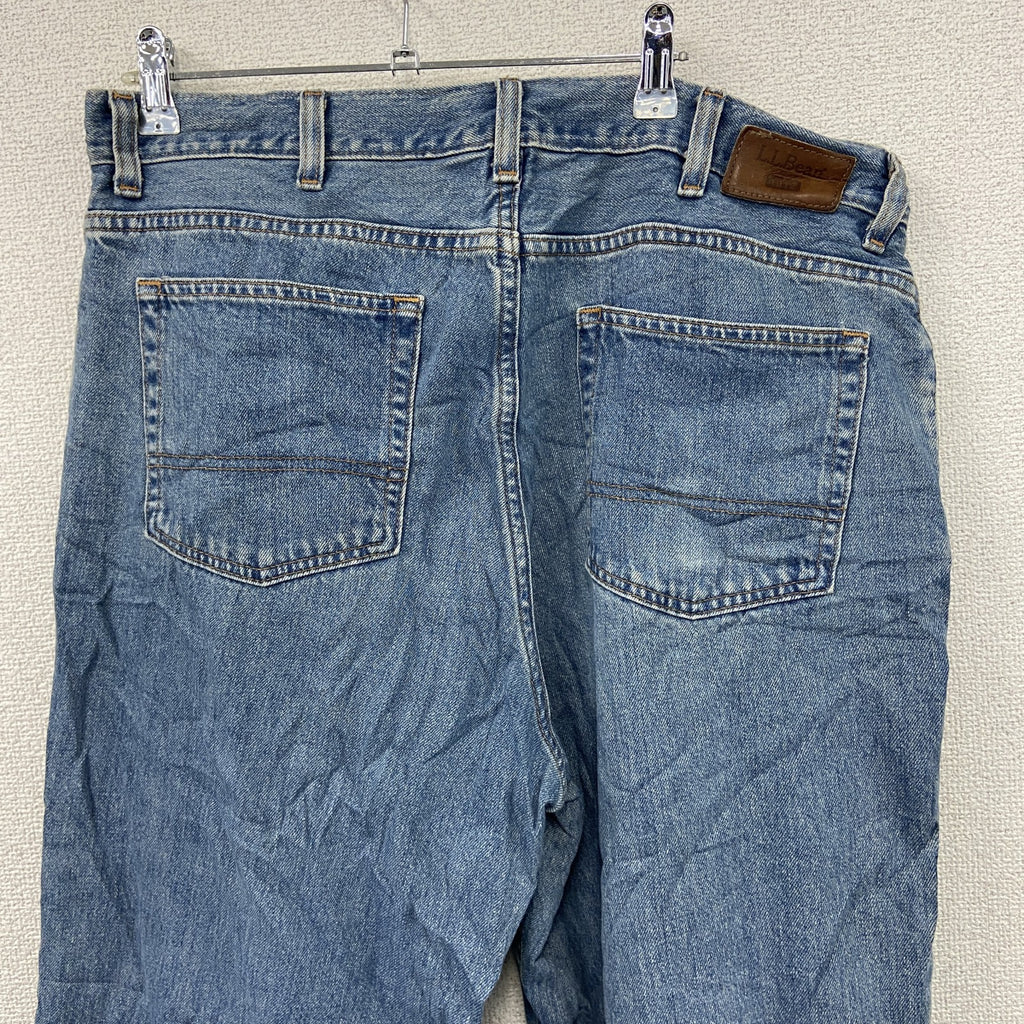 L.L.Bean　エルエルビーン　デニムパンツ/ジーンズ　ジップフライ　革パッチ　インディゴ　W36サイズ　古着
