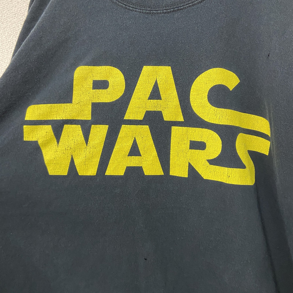 GILDAN　ギルダン　半袖プリントTシャツ　パロディT　PAC WARS　黒　ブラック　XLサイズ　古着