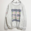 古着 used　JERZEES　ジャージーズ　長袖プリントスウェット　トレーナー　クルーネック　雪　グレー　灰色　秋冬服　Mサイズ