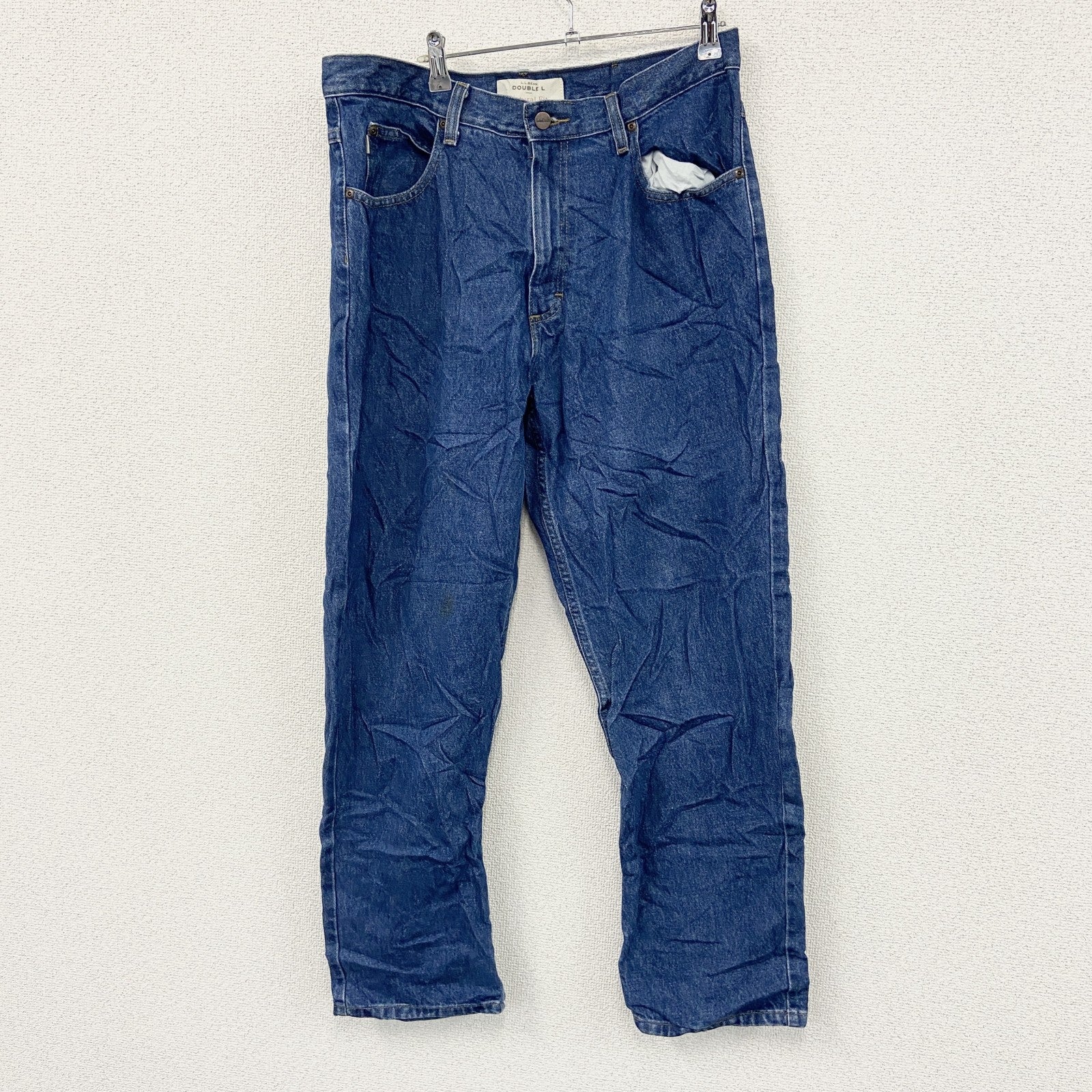 ～00s　L.L.Bean　エルエルビーン　デニムパンツ/ジーンズ　ジップフライ　革パッチ　ヴィンテージ　インディゴ　W34サイズ　古着