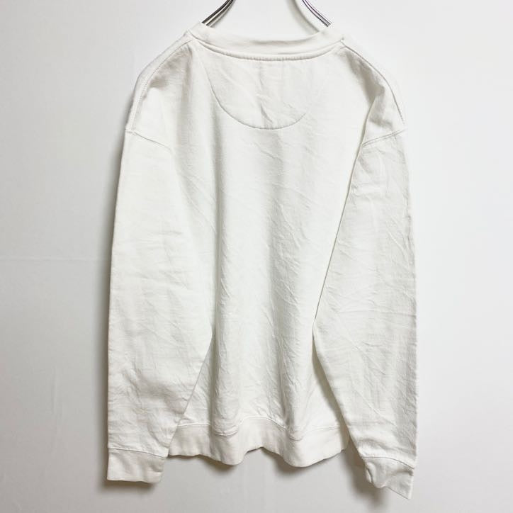 COTTONHERITAGE　スウェット/トレーナー　刺繍ロゴ　ポップデザイン　ワンポイント　クルーネック　白　ホワイト　Mサイズ　古着