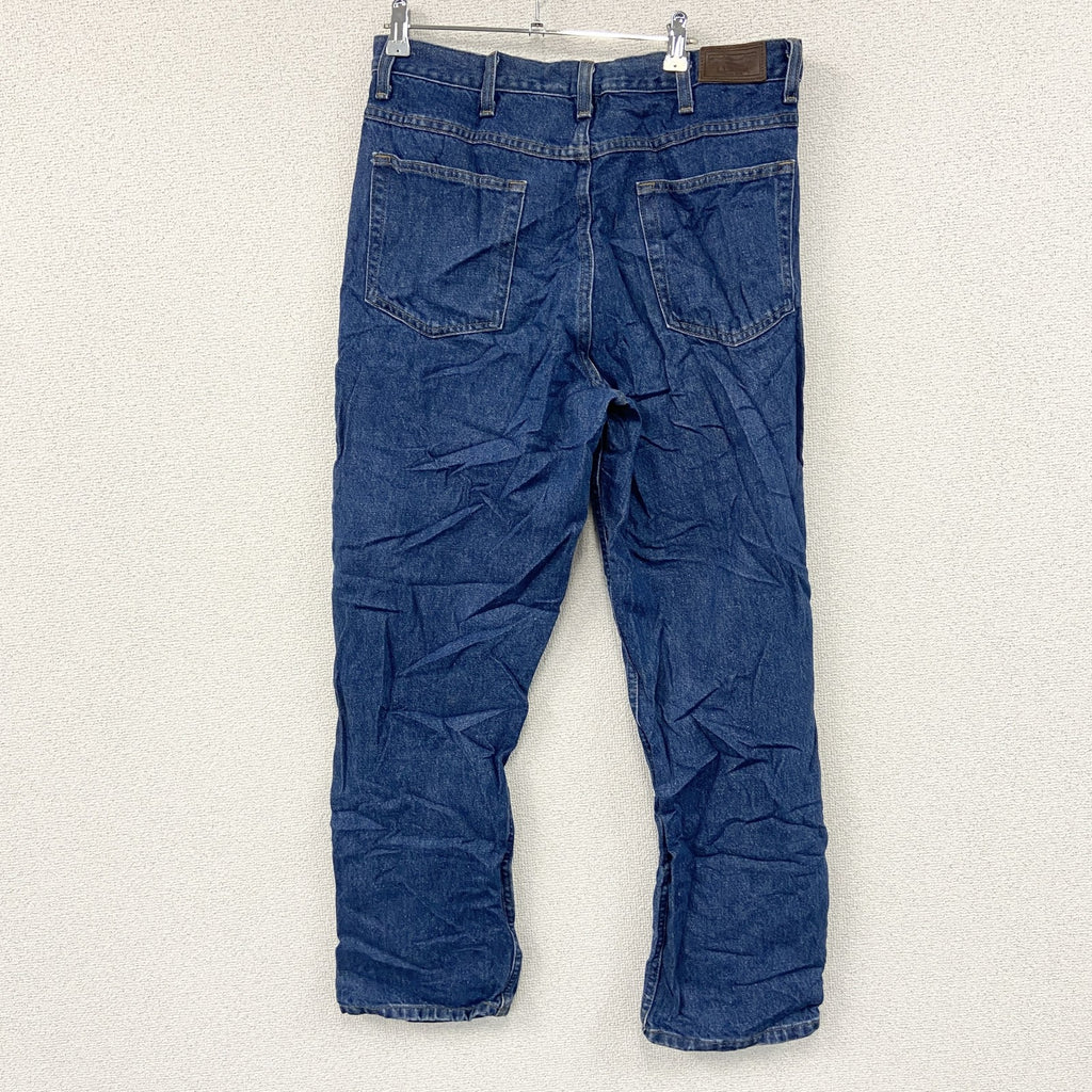 ～00s　L.L.Bean　エルエルビーン　デニムパンツ/ジーンズ　ジップフライ　革パッチ　ヴィンテージ　インディゴ　W34サイズ　古着