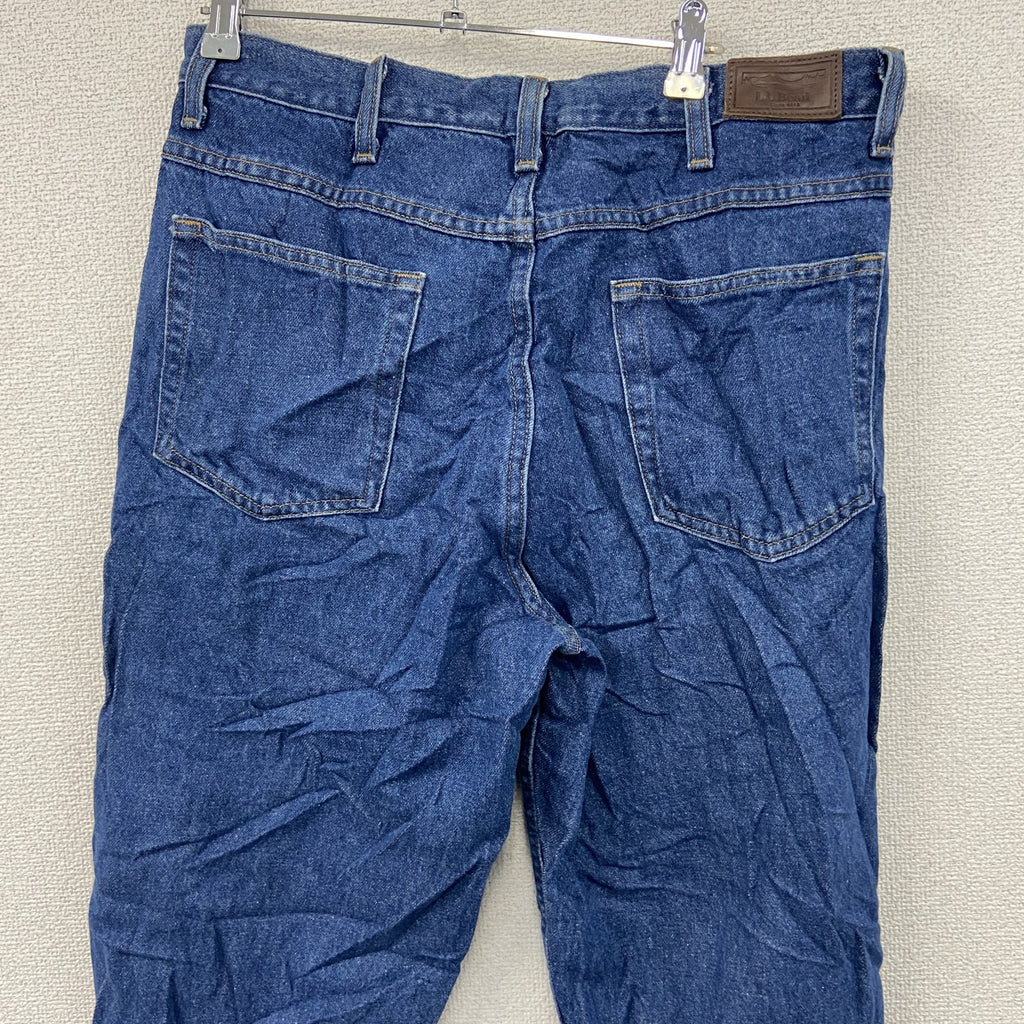 ～00s　L.L.Bean　エルエルビーン　デニムパンツ/ジーンズ　ジップフライ　革パッチ　ヴィンテージ　インディゴ　W34サイズ　古着