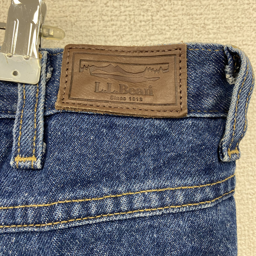 ～00s　L.L.Bean　エルエルビーン　デニムパンツ/ジーンズ　ジップフライ　革パッチ　ヴィンテージ　インディゴ　W34サイズ　古着