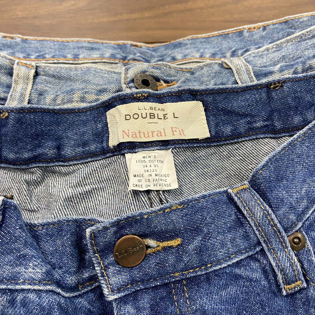 ～00s　L.L.Bean　エルエルビーン　デニムパンツ/ジーンズ　ジップフライ　革パッチ　ヴィンテージ　インディゴ　W34サイズ　古着