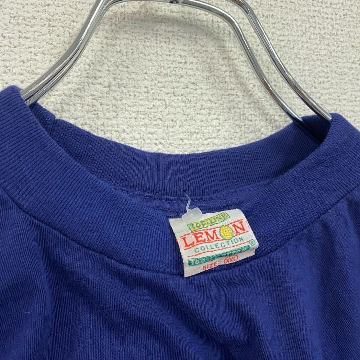 90s　LEMON COLLECTION　半袖プリントTシャツ　シングルステッチ　青　ブルー　XXLサイズ　　ヴィンテージ　古着