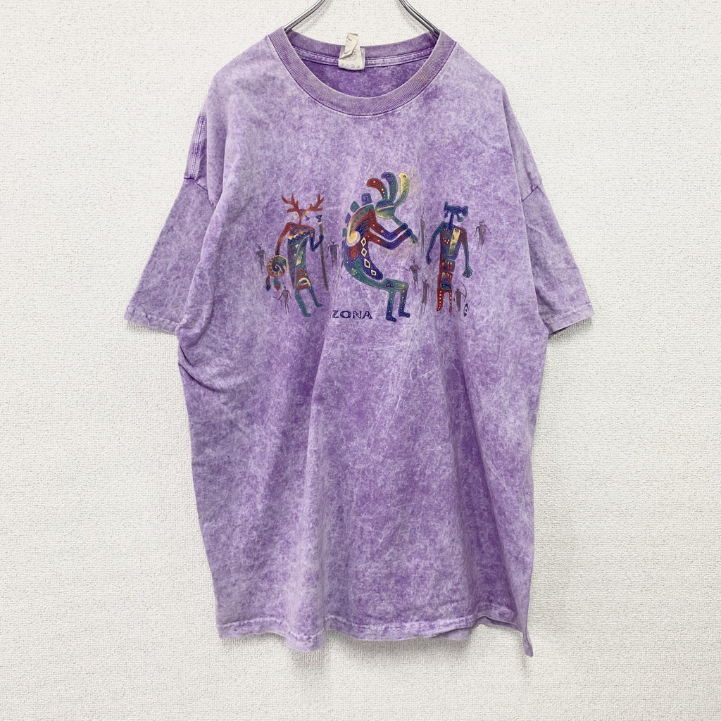 Hanes　ヘインズ　半袖プリントTシャツ　タイダイ柄　紫　パープル　2XLサイズ　古着