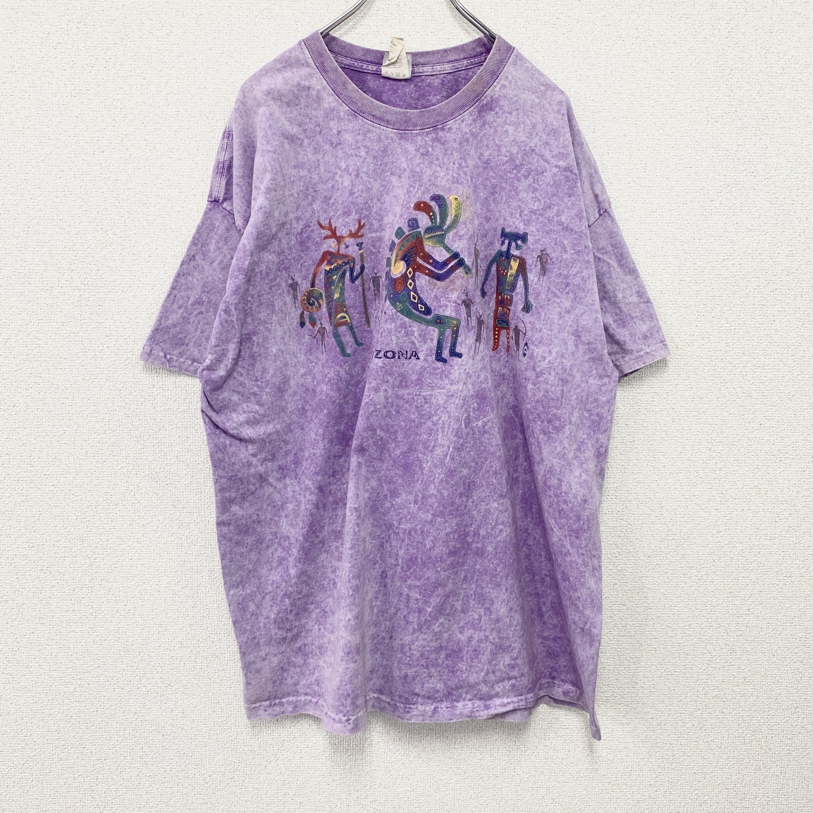 Hanes　ヘインズ　半袖プリントTシャツ　タイダイ柄　紫　パープル　2XLサイズ　古着