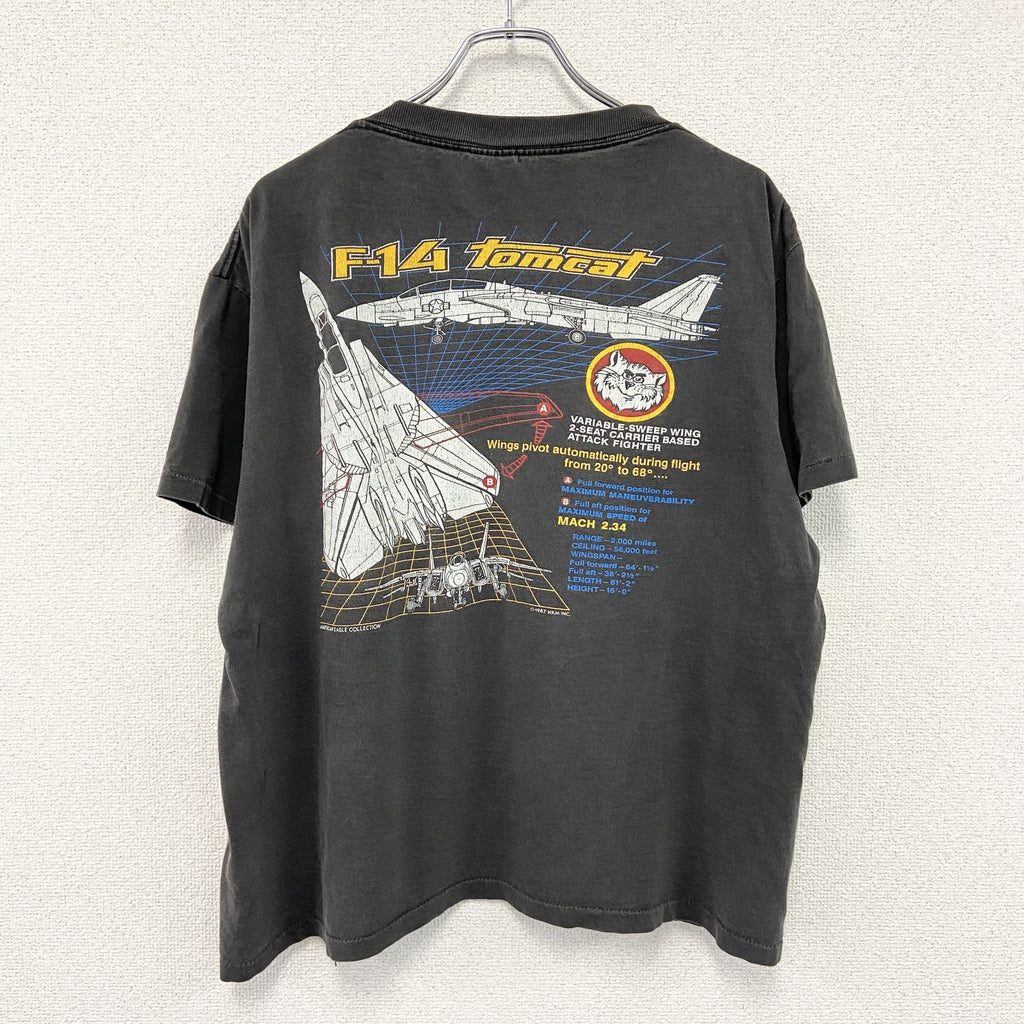 80s　American Eagle　TOP GUN　トップガン　半袖プリントTシャツ　シングルステッチ　ダークグレー　XLサイズ　古着