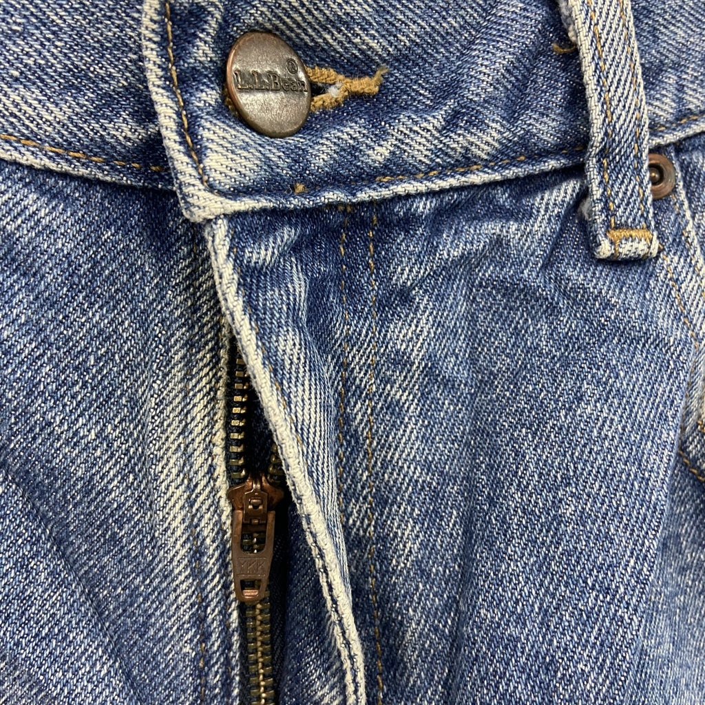 L.L.Bean　エルエルビーン　デニムパンツ/ジーンズ　ジップフライ　革パッチ　縦落ち　インディゴ　W33サイズ　古着