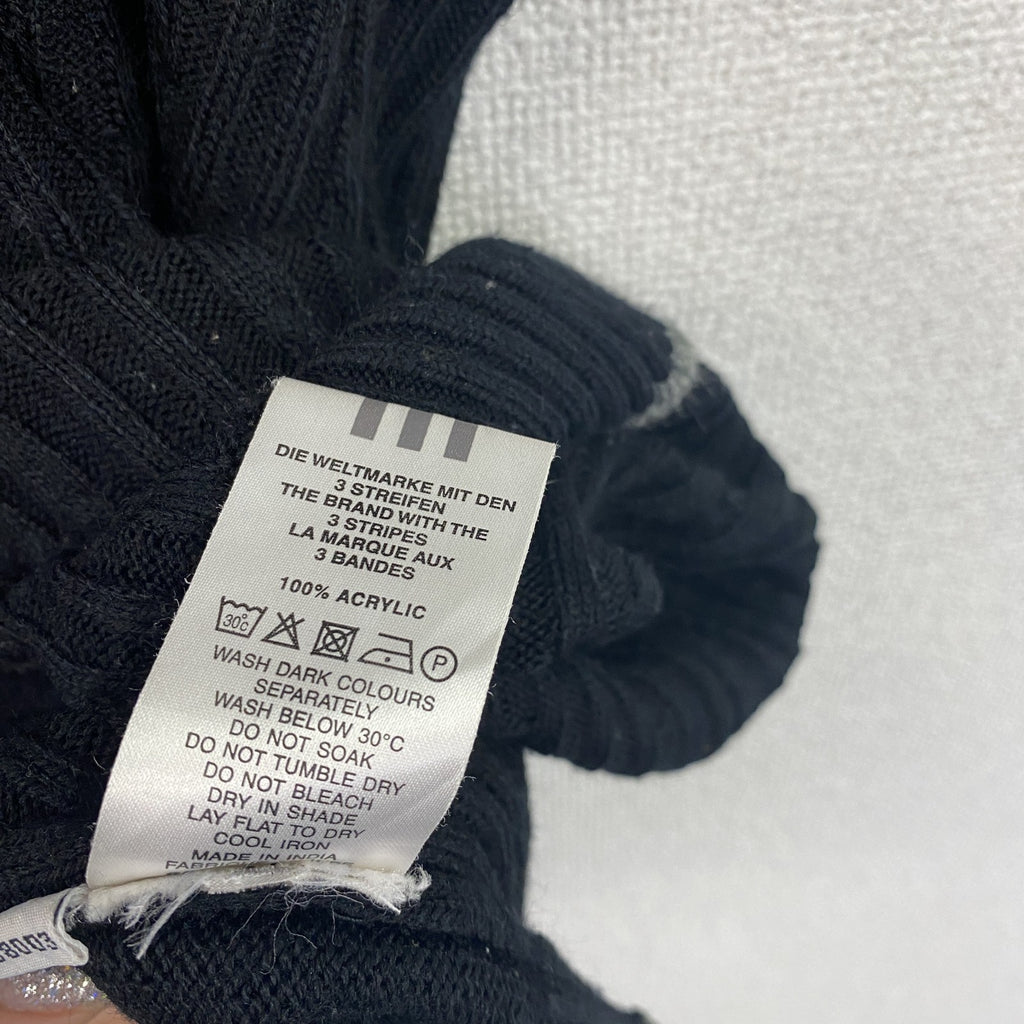 adidas　アディダス　アクリルニットベスト　Vネック　ワンポイント刺繍ロゴ　黒　ブラック　古着