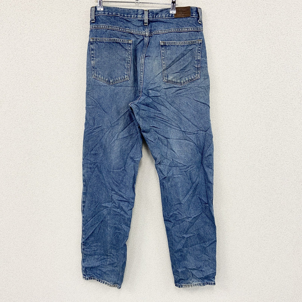 L.L.Bean　エルエルビーン　デニムパンツ/ジーンズ　ジップフライ　革パッチ　縦落ち　インディゴ　W33サイズ　古着